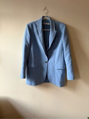 Zara Pastel Blue Single-Button Blazer